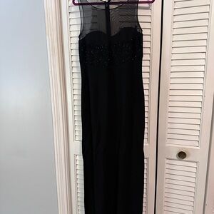 Laurence Kazar Black Maxi Dress with Sheer Detail